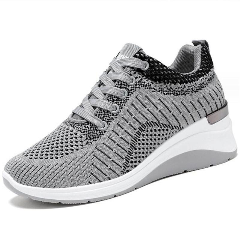Women Sneakers Breathable Casual Running Sports Shoes Lace Up Ladies Increase Height 5cm Lightweight Female Tennis Shoes