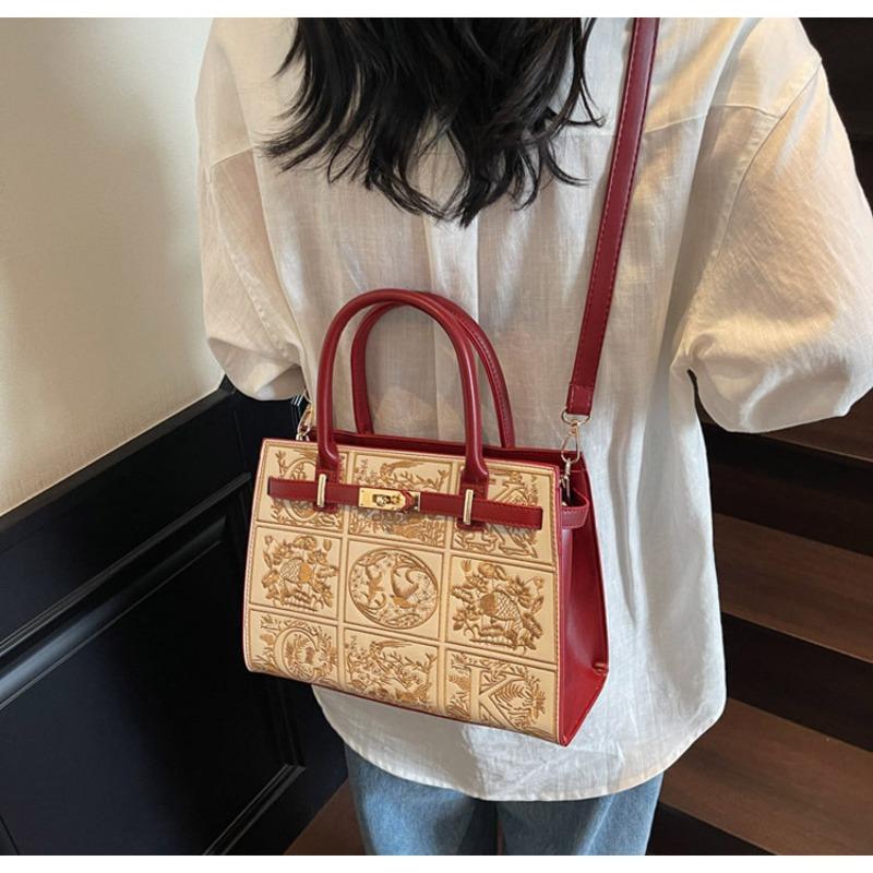 Embroidery Mother Bag New High-end Women's Bag Handbag Messenger Girl