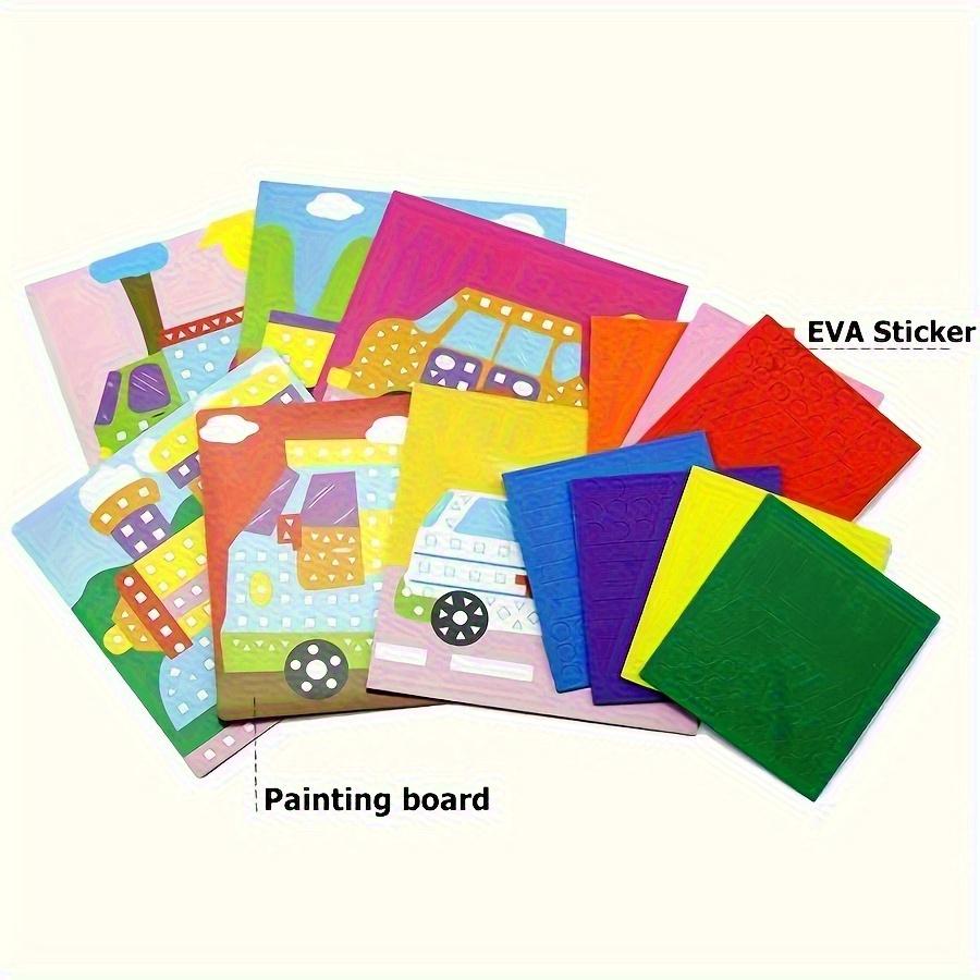 6/12pcs DIY Mosaic Painting Kit Vibrant 3D EVA Foam Stickers Craft Cartoon Animals Vehicles Create Wall Art Home Decor JXB
