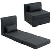 2-in-1 Folding Lounge Chair Foldable Sofa Bed with Linen Texture, Upholstered Guest Bed Folding Chair, Dark Grey