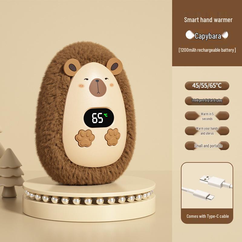 USB-wiederaufladbarer Cartoon-Handwärmer - Niedliches Plüschtier, Digitalanzeige, Tragbares Mini-Wintergeschenk für Babys & Mädchen
