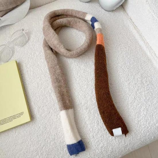 Long Scarf Rainbow Striped Skinny Fuzzy Fluffy Neckerchief Soft Touch Autumn Winter Knitting Scarf Outfit Accessories