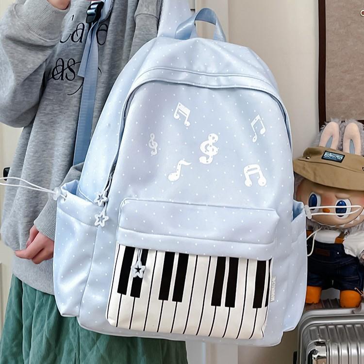 Zaino scolastico Zaino scolastico per studenti giapponesi Zaino con pois a tasti di pianoforte Zaino scolastico per studentesse Grande capacità Versatile Stile college Zaino da viaggio