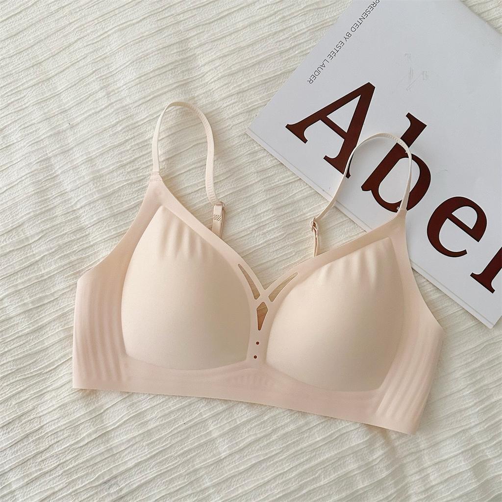 Hollow Seamless Push Up Gathering Bra For Women Comfortable Fixed Cup Breast Support