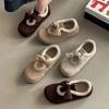 All-inclusive velvet Birkenstocks New autumn and winter bow fluffy shoes cotton shoes