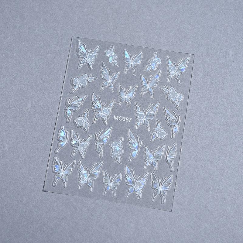 Iridescent Watercolor 3D Butterfly Nail Stickers