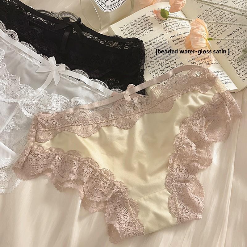 Damen Sommer Dünner Stil Reine Begierde Sexy Spitze Palastwind Bakteriostatisch Niedrige Taille Dreiecks-Slips