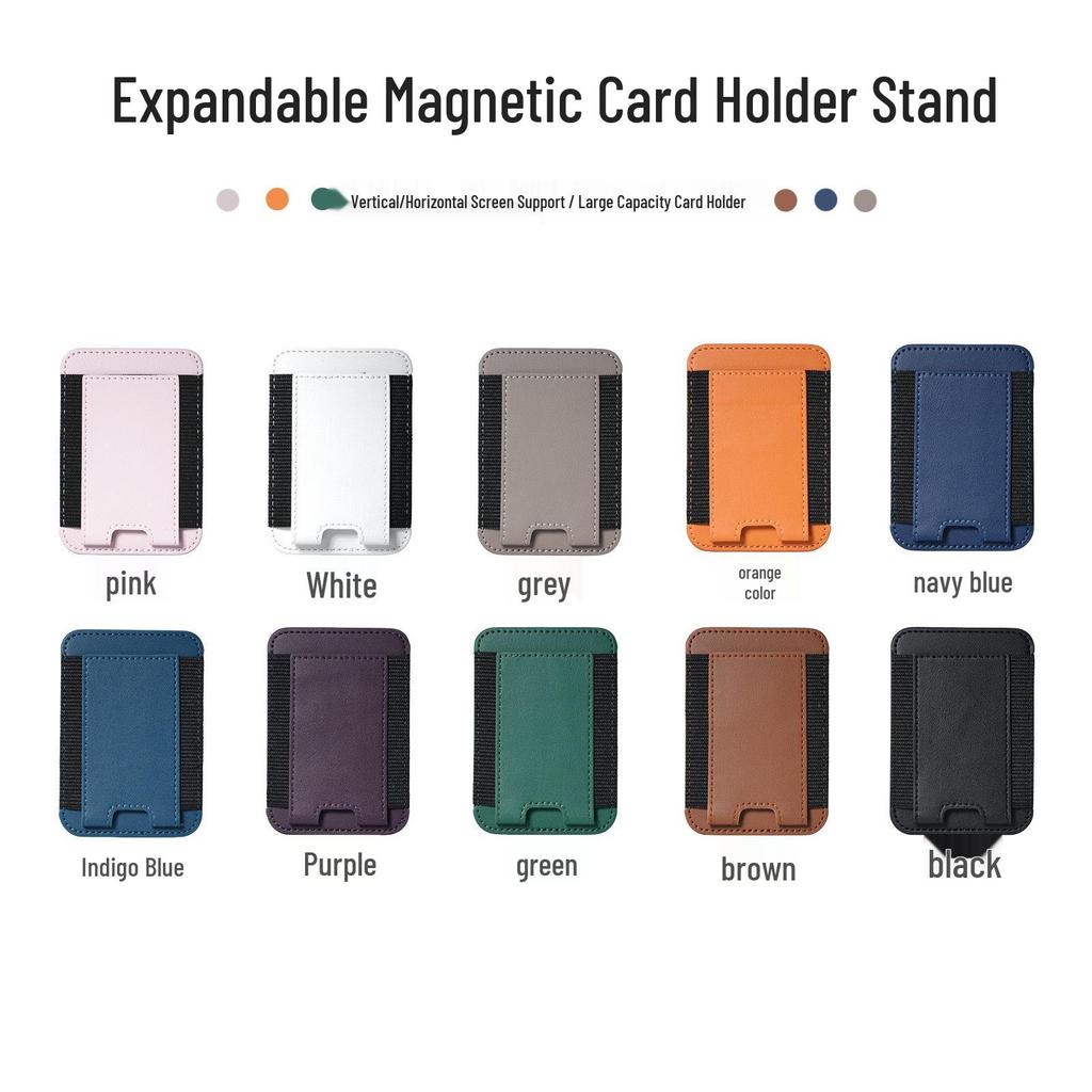 MagSafe Magnetic Card Holder Stand - Multifunctional PU Leather Universal Phone Accessory.