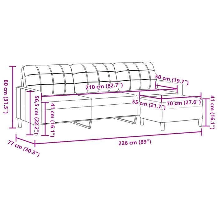 VidaXL Canapé à 3 places avec repose-pieds Noir 210 cm Tissu, canapé, canapé de salon, canapé 3 places en tissu, canapé 3278253