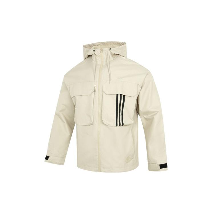 Men s adidas U Util Wb3 Stripe Athleisure Casual Sports Hooded Jacket Khaki HM3820 L