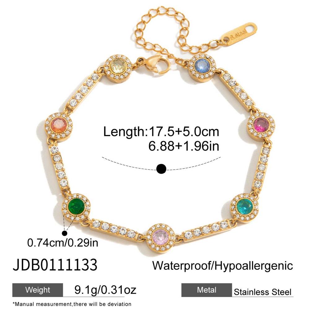Youthway Luxury Geometric Zircon Bracelet For Women Delicate 18K Gold PVD Plated Stainless Steel Bracelet Fashion Jewelry Gift
