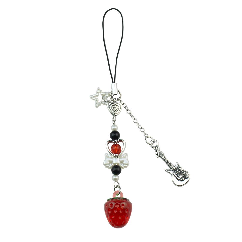 Lightweight Sweet Cute Strawberry Keychain Cellphone Charm Lanyard Lovely Fruits Bag Chain for Girls Aesthetic Jewelry Props