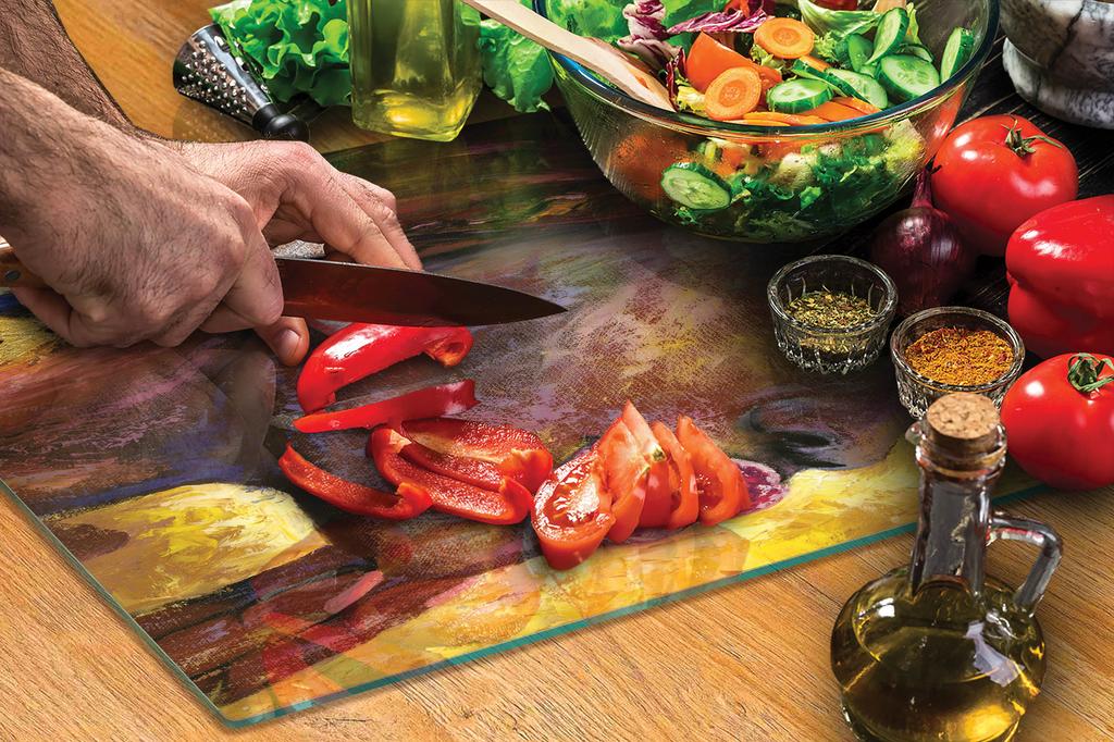 GLAS-SCHNEIDEBRETT 40x30 FRAU