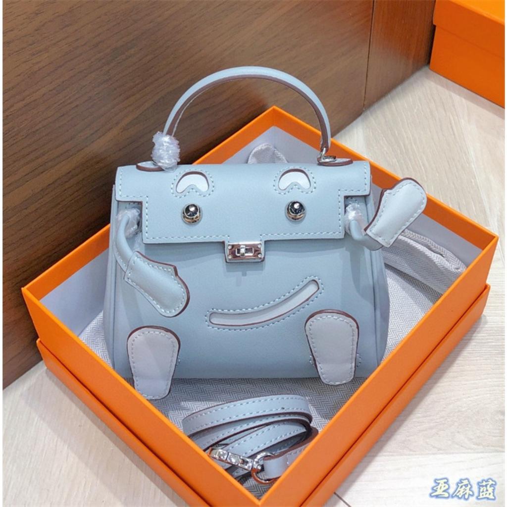 Smiley Bag 2025 New Cute Mini Messenger Bag First Layer Cowhide Shoulder Handbag Spoof Kelli Bag Woman