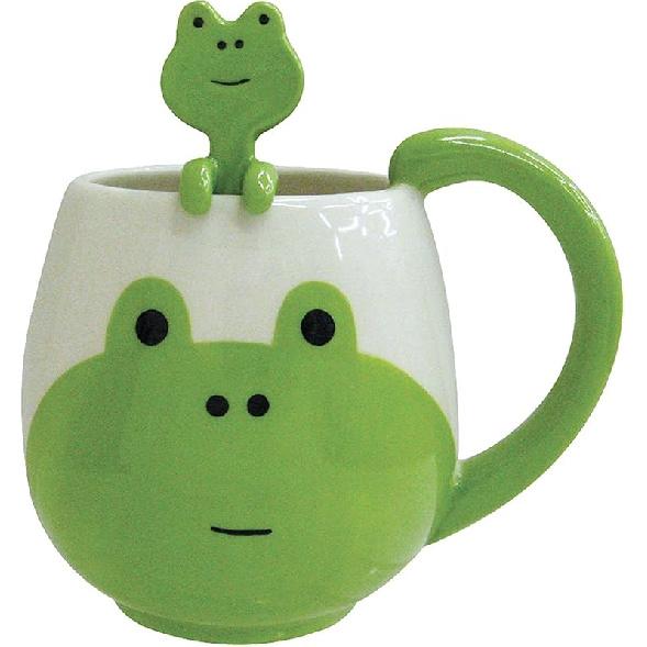 Керамическая кружка и ложка в виде лягушки, 12 унций. Frog
