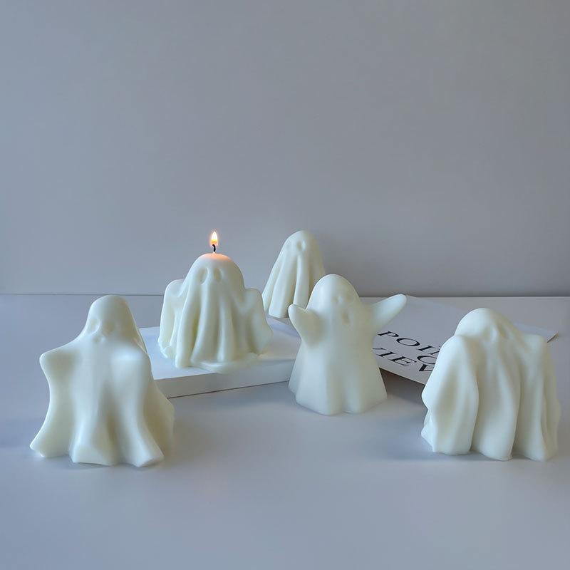 Diy Ghost Candle Silicone Mold Aromatherapy Candle Plaster Handmade Soap Mould Epoxy Craft Casting Tools For Halloween Decoratio