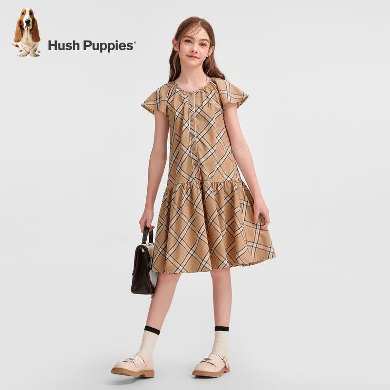 Hush Puppies Girls' Classic Plaid Short-Sleeve Dress