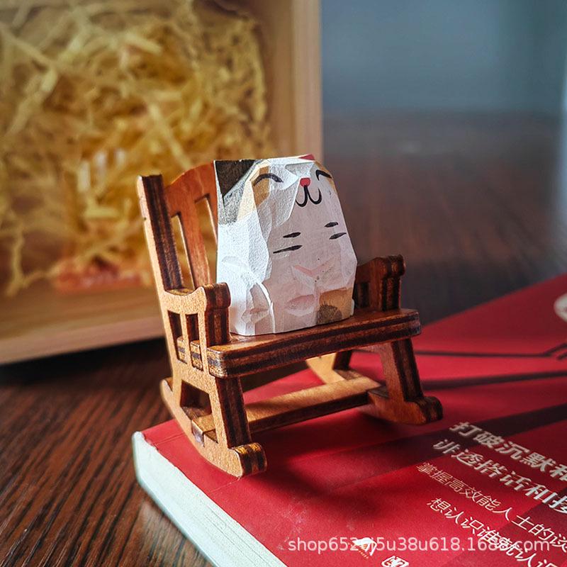 Handmade Solid Wood Carving - Cute Pet Ornament for Home or Office Decor