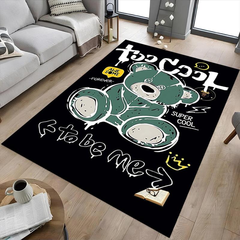 1pc too cool to be me Home Office, Durable Polyester Floor Mat with Easy, Office Decor, Urban Style, Nonslip Backing, Highquality Fabric