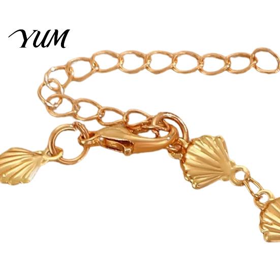 Beach Vacation Accessories Gold Boho Ocean Bracelet for Women, Minimalist Mini Metal Scallop Trendy Shell Charm Bracelet, Summer Jewelry Vacation,
