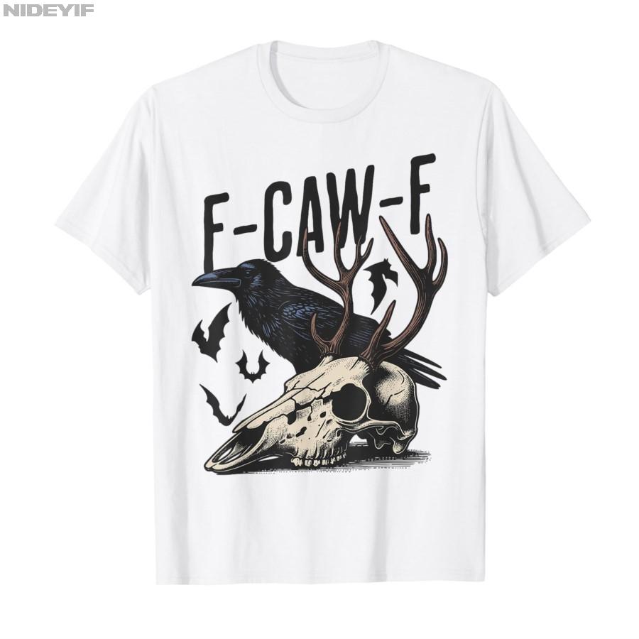 F Caw F Black Crow, F-Caw-F Funny Crow Bird Sayin Meme T-shirt Men Women 100% Cotton T Shirts Short Sleeve Tops P423