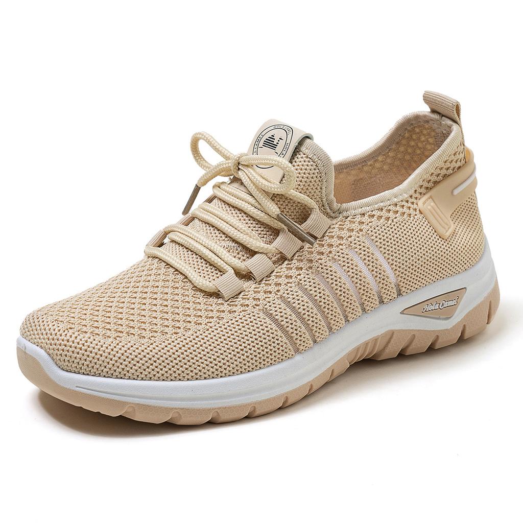 Women's Casual Chunky Platform Sneakers Anti-Slip Walking Shoes for Women Breathable Knitted Running Sneakers Lightweight Lace-Up Work Tennis Shoes