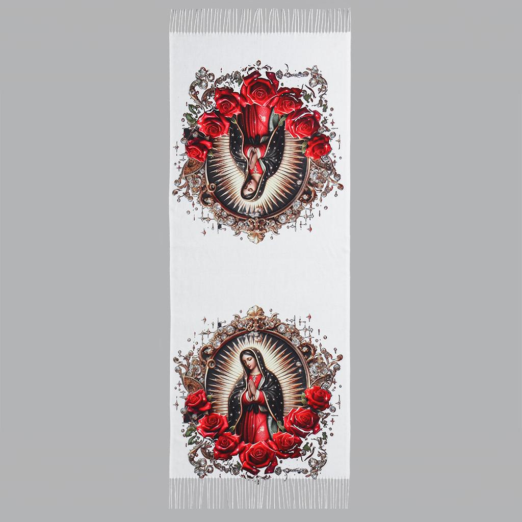 Custom Catholic Virgin Mary Tassel Scarf Women Soft Quality Cashmere Shawl Wrap Warm Throw Blanket Prayer Shawl