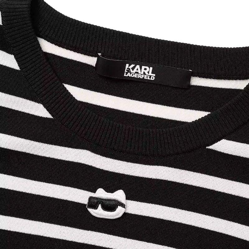 Karl Lagerfeld Chic Outdoor Striped Mid-Length Straight Dress Women dresses M22L5220