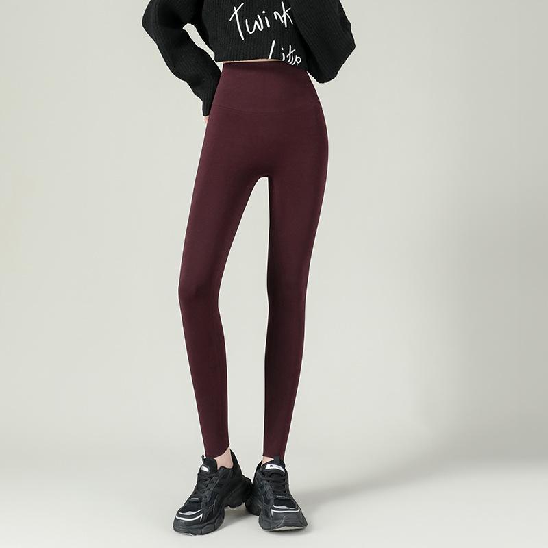 

Женские леггинсы осень-зима новые флисовые утолщенные хлопковые теплые красные с высокой талией эластичные облегающие повседневные леггинсы L красный