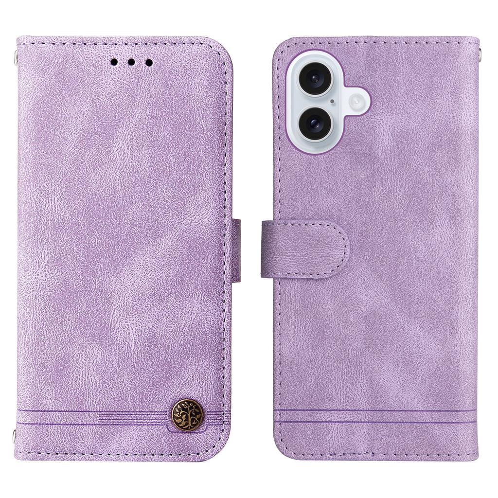 For iPhone 17 Leather Wallet Cases Skin Touch Phone Cover Stand with Strap