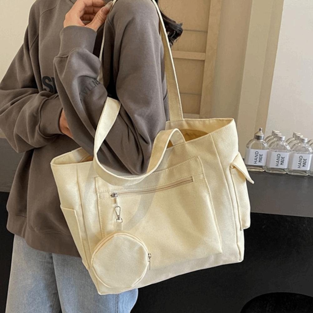Simple Student Tote Bag Large Capacity Single-shoulder Bag Stylish Shopping Handbag Student Class