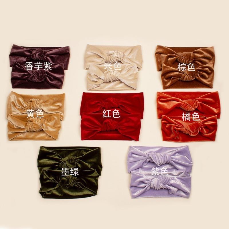 New parent-child golden velvet knotted headband, creative headgear for parent-child party, soft and comfortable parent-child headband