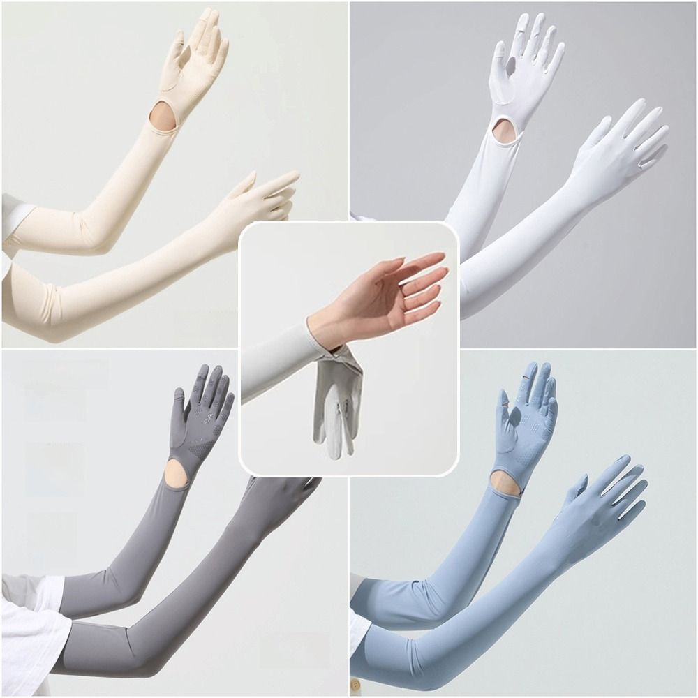 Breathable UV Protection Sun Protection Gloves Long Gloves Touchscreen Ice Silk Sleeve Ice Silk Bicycle Gloves Driving