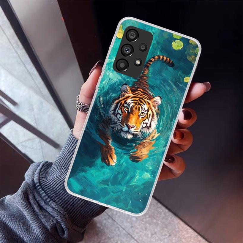 Superior Tiger Pattern Art Phone Case For Samsung Galaxy A52 A51 A50S A32 A22 A12 A02S A72 A71 A31 A70 A30S Note 20 Ultra 10 Plu