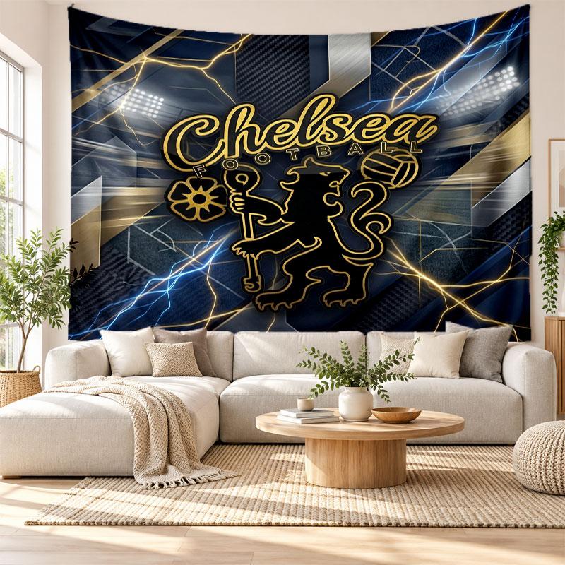Tapeçaria de Parede do Chelsea FC, Pendente de Parede em Tecido Macio, Fundo Decorativo Para Quarto Arte de Parede para Casa