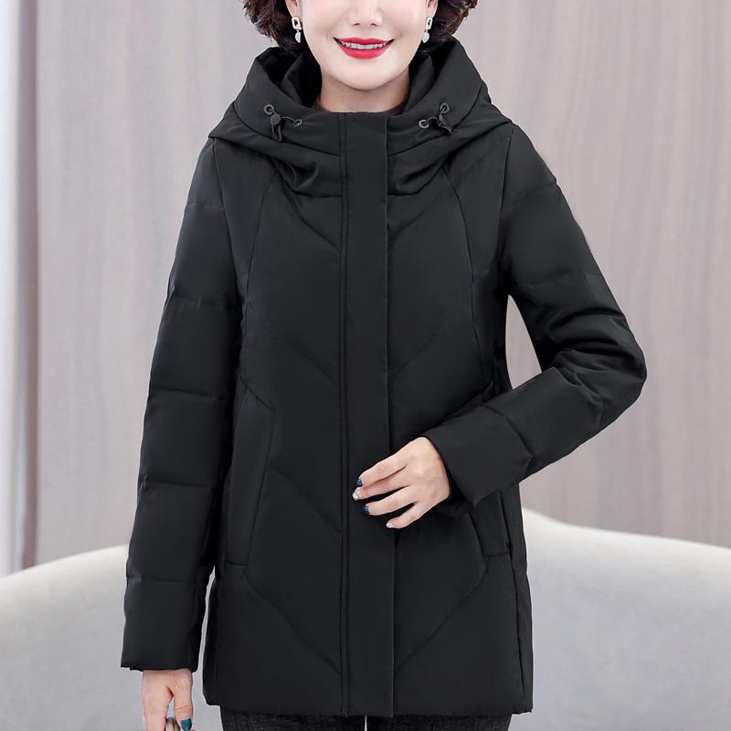 Middle Age Women's Down Coats Winter Vintage Parkas Hooded Plus Size Elegant Loose Thick Warm Down Jackets Woman Outerwears