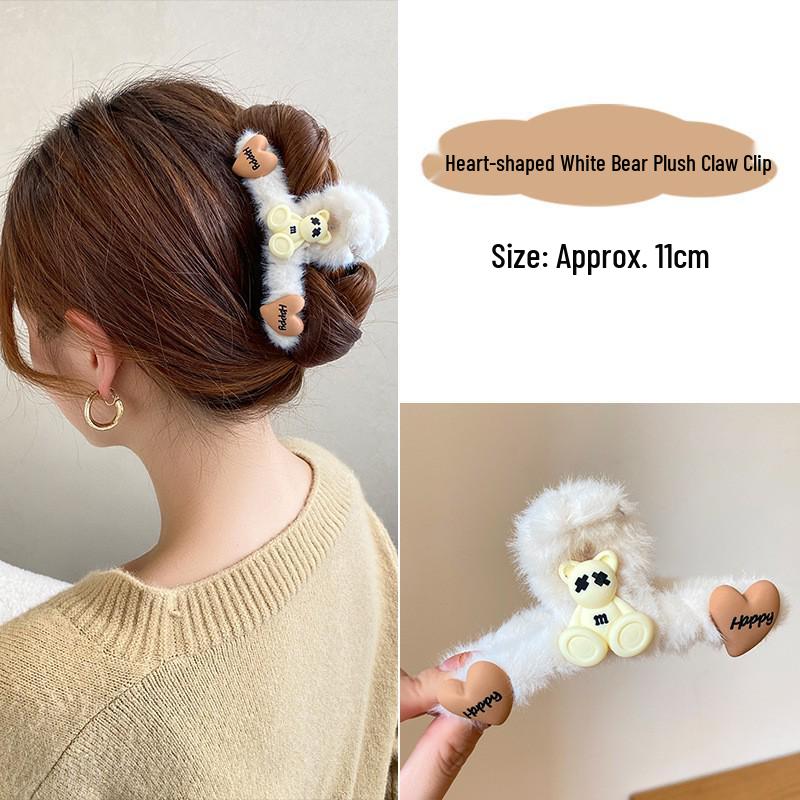 Korean Style Plush Bow Hair Clip with Tassel - Autumn/Winter Women's Hair Accessory