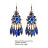 1 Pair Women Earrings Flower Shape Tassel Shiny Rhinestone Drop Earrings for Prom