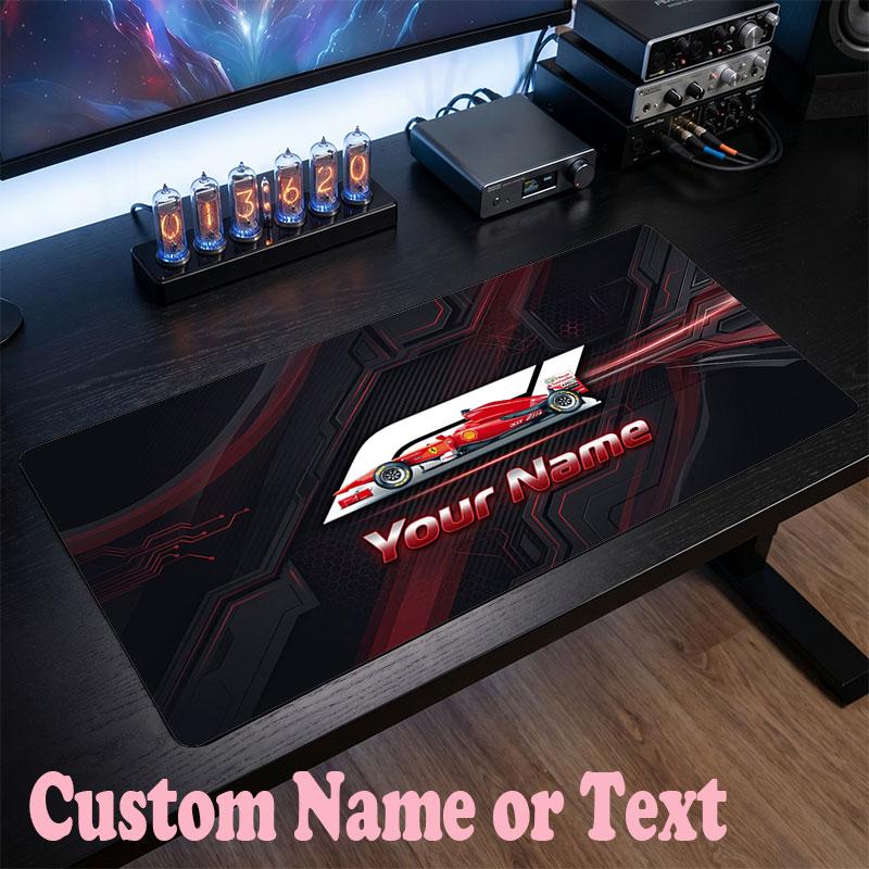 F1 Customized Name Text Mouse Pad, Large Desk Mouse Mat Personalized Home Office Present
