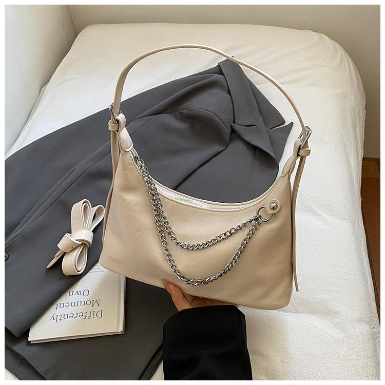 

2025 Новая Мода Универсальная Портативная Сумка Под Мышку Маленький Дизайн Ретро Сумка-Пельмень Большая Вместимость Цепочка Сумка Через Плечо Тренд белый