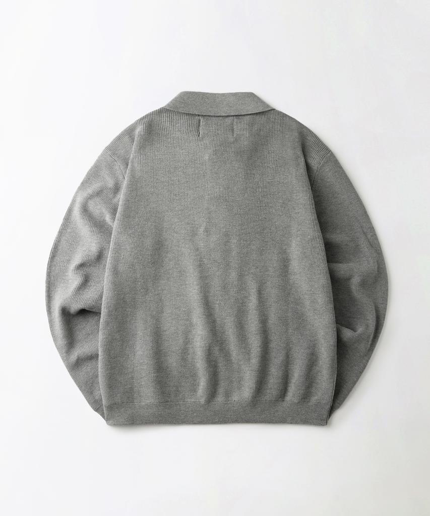 OUTSTANDING Ls Stripe Collar Knit Cardigan_Melange Gray