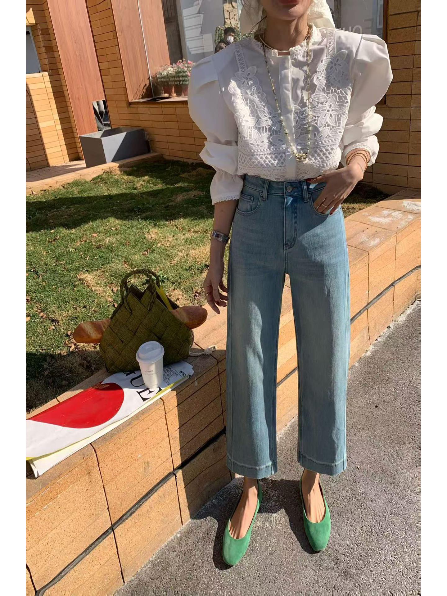 

New Spring European-Korean Style Slim Fit Four-Way Stretch Straight Leg Jeans 61352 in Light Blue. 26 светло-синий