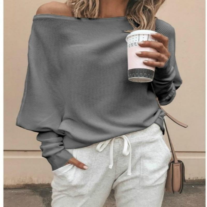 one sleeve oblique collar sweater