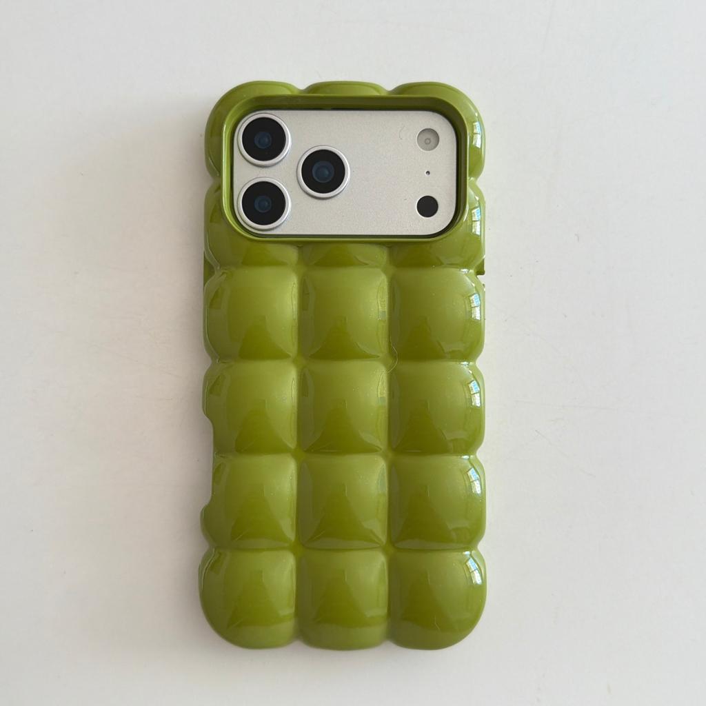Custodia per Telefono Cover Case Colore Solido Lucido Opaco Placcata con Motivo a Griglia per Pane Stereoscopico Creativo per iPhone 17 16 15 14 13 12 Pro Max