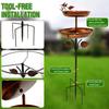 2-Layer Bird Feeder Iron Parrot Bird Birdtub with 5 Pronged Base Large Capacity Feeding Bird Bath Spike for Outdoor Garden Decor