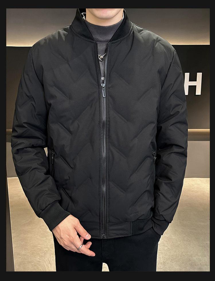 Di Yu Shen Long Men's Winter Baseball Collar Down Jacket - Thick, Warm, White Duck Down Casual Outerwear for Cold Protection