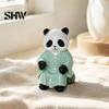 Durable Indoor Outdoor Resin Decor Panda Playing Go Chess Figurine, Zen Robe Tabletop Relaxing Atmosphere Decoration Ornament, Cute Statue for