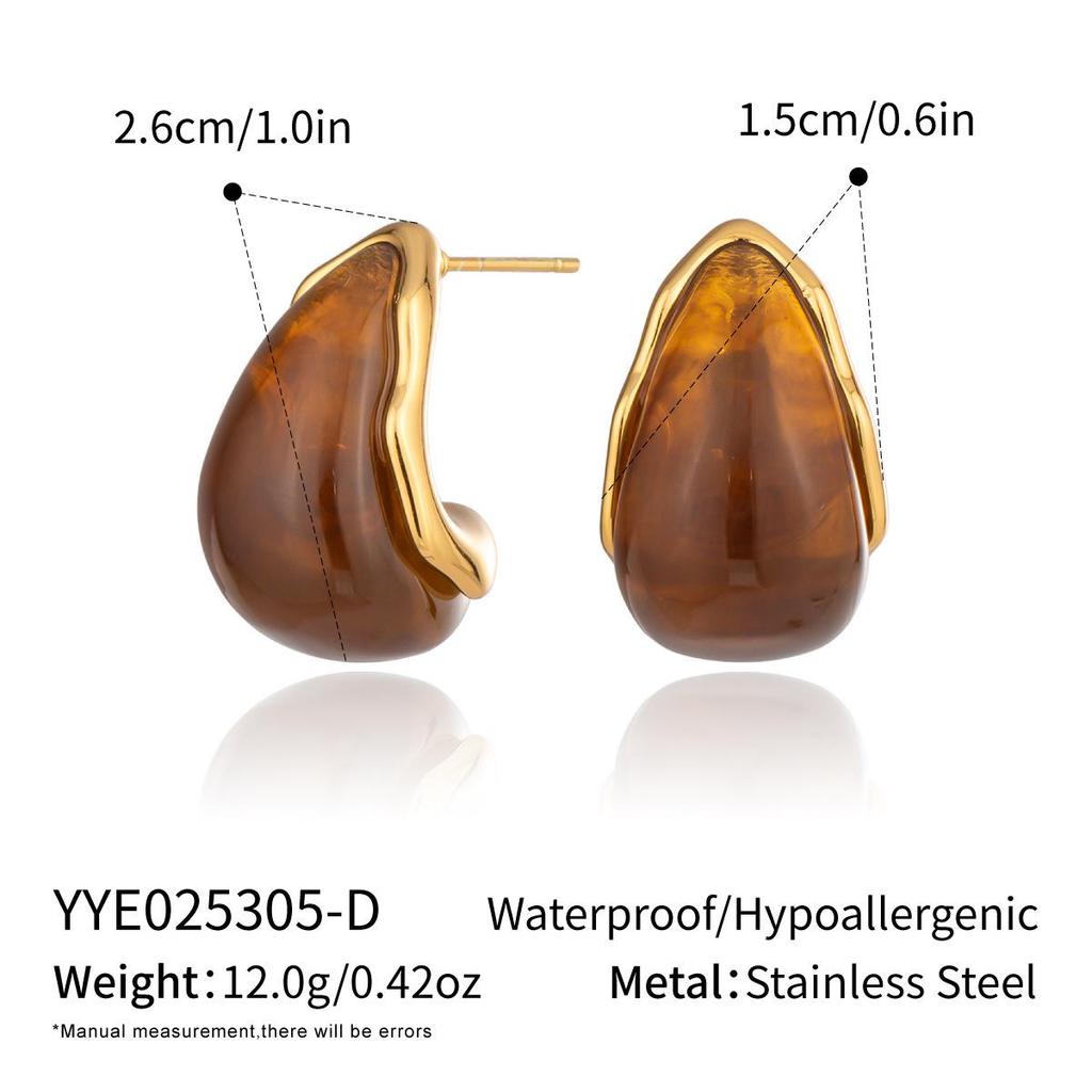 Xia Ling 18K Gold-Plated Dopamine Resin Stud Earrings for Women