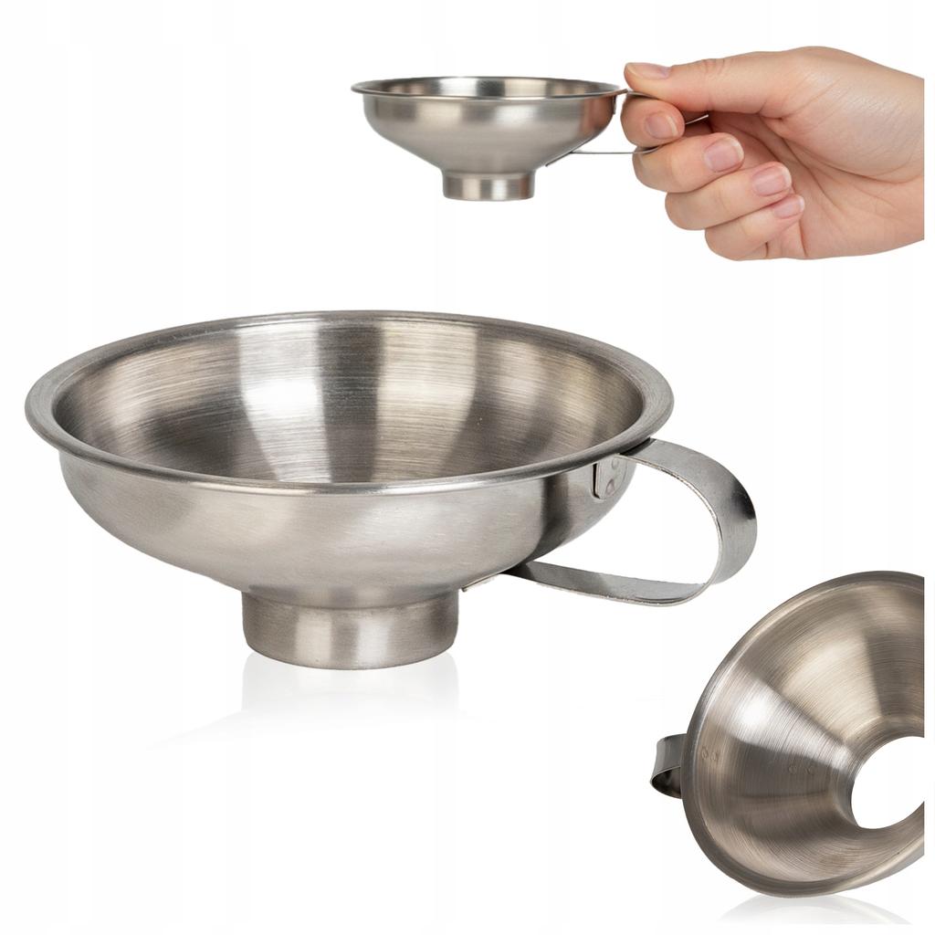 Stainless steel funnel for jars (wide stem opening) diameter 10.5 cm + handle
