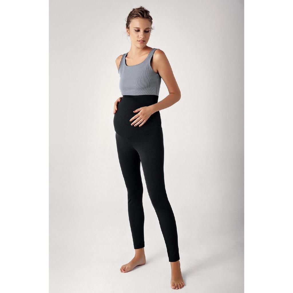 Ribbed Adjustable High Waist Flexible Maternity Tights F03